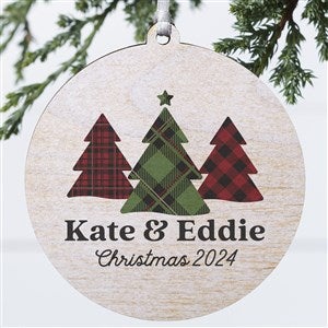 Plaid & Prints Family Personalized Ornament - 1 Sided Wood - 32704-1W