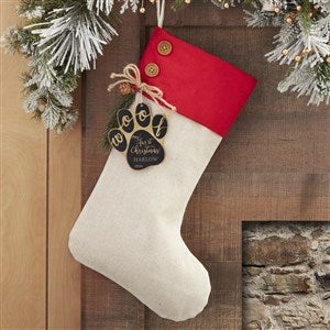 Happy Howl-idays Red Stocking with Personalized Black Wood Tag - 32715-RBLK