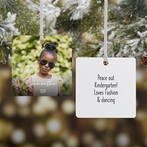 Through the Years Personalized Square Photo Ornament- 2.75quot; Metal - 2 Sided - 32716-2M
