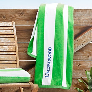 Embroidered Cabana Stripe Beach Towel - Lime Green - 32723-G