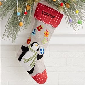 Polka Dot Penguin Personalized Christmas Stockings - 32734-P