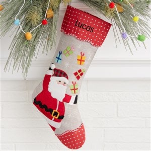 Polka Dot Santa Personalized Christmas Stockings - 32734-S