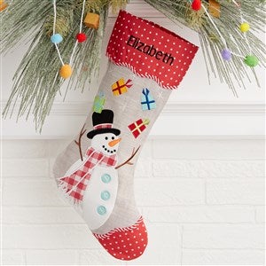 Polka Dot Snowman Personalized Christmas Stockings - 32734-SM