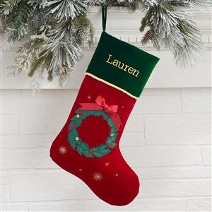Traditional Christmas Wreath Personalized Christmas Stockings - 32747-W