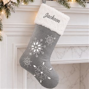 Seasons Sparkle Embroidered Grey Stocking - 32755-S