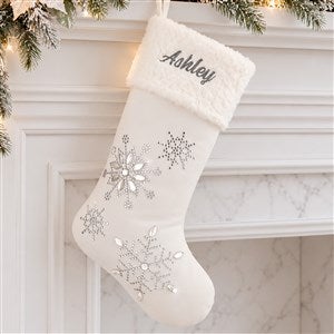 Seasons Sparkle Embroidered Ivory Stocking - 32755-W