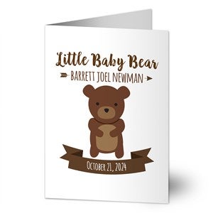 Woodland Adventure Bear Personalized Baby Greeting Card - Signature - 32770-B