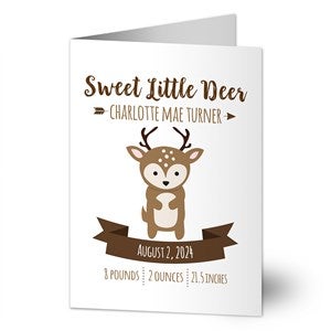 Woodland Adventure Deer Personalized Baby Greeting Card - Signature - 32770-D