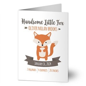 Woodland Adventure Fox Personalized Baby Greeting Card - Signature - 32770-F