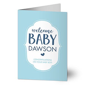 Welcome Baby Boy Personalized Greeting Card - Signature - 32772