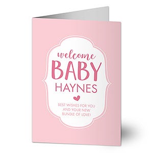 Welcome Baby Girl Personalized Greeting Card- Signature - 32773