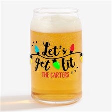 Lets Get Lit Personalized Christmas 16 oz. Beer Can Glass - 32782-B