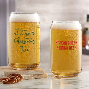 Christmas Celebrations Personalized Christmas 16oz. Beer Can Glass - 32784-B