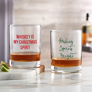 Christmas Celebrations Personalized 14 oz. Whiskey Glass - 32785