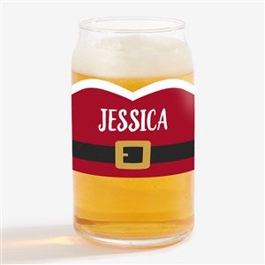 Santa Belt Personalized Christmas 16oz. Beer Can Glass - 32787-B