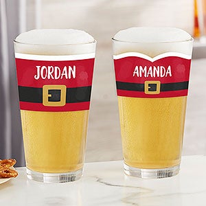 Santa Belt Personalized Christmas 16oz Pint Glass - 32787-PG