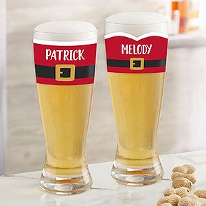 Santa Belt Personalized Christmas 20oz Pilsner Glass - 32787-P