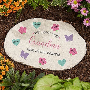 All Our Hearts Personalized Round Garden Stone - 32795