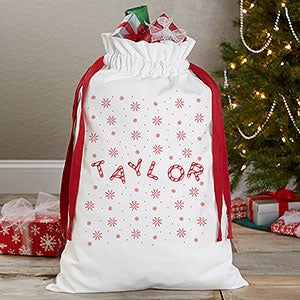 Candy Cane Lane Personalized Canvas Drawstring Santa Sack - 32806