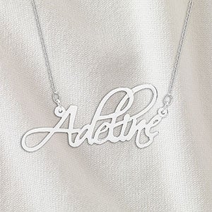 Personalized Fancy Script Name Necklace - Sterling Silver - 32819D-S
