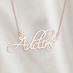 Personalized Fancy Script Name Necklace - Rose Gold - 32819D-RG
