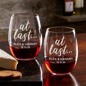 At Last... Personalized 21oz Stemless Wine Glass - 32825-SN