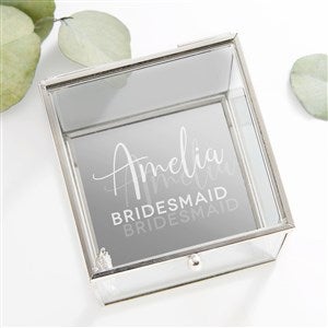 Bridesmaids Personalized Glass Jewelry Box - Silver - 32852-S