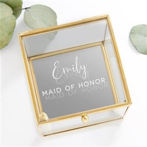  Bridesmaids Personalized Glass Jewelry Box - Gold - 32852-G