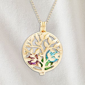 Family Tree Personalized Round Birthstone Locket - Gold - 32860D-GD