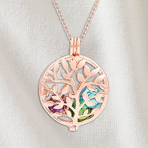 Family Tree Personalized Round Birthstone Locket - Rose Gold - 32860D-RG