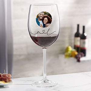 Drawn Together By Love Personalized 19oz Photo Red Wine Glass - 32861-R