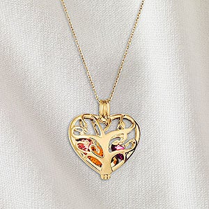 Family Tree Personalized Heart Birthstone Locket - Gold - 32862D-GD