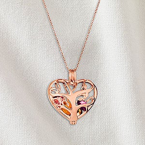 Family Tree Personalized Heart Birthstone Locket - Rose Gold - 32862D-RG