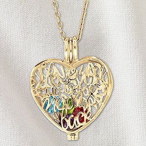 I Love You To The Moon & Back Personalized Birthstone Locket - Gold - 32865D-GD