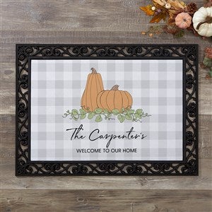 Precious Moments Pumpkins & Buffalo Check Personalized Doormat - 18x27 - 32874