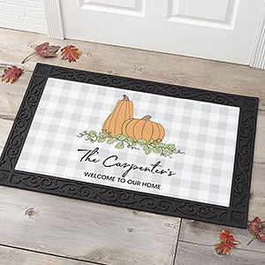 Precious Moments® Pumpkins & Buffalo Check Personalized Doormat- 20x35 - 32874-M