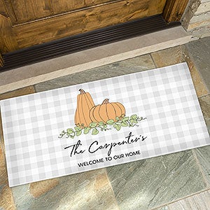 Precious Moments® Pumpkins & Buffalo Check Personalized Doormat- 24x48 - 32874-O