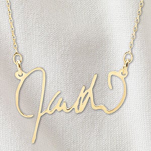 Handwritten Signature Personalized Gold Necklace - Horizontal - 32878D-GDH