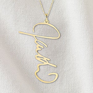 Handwritten Signature Personalized Gold Necklace - Vertical - 32878D-GDV