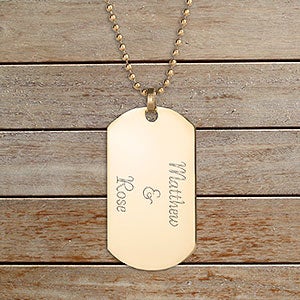 Write Your Own Personalized Dog Tag Necklace - Gold Plated - 32889D-GD