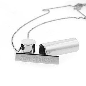 Secret Message Capsule Engraved Pendant Necklace - 32891D