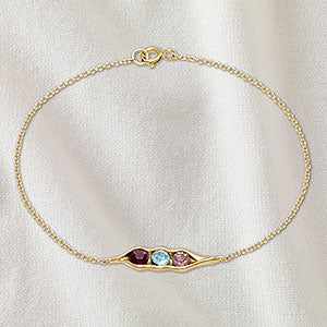 Peas In A Pod Personalized Gold Birthstone Bracelet - 3 Stones - 32896D-3GD