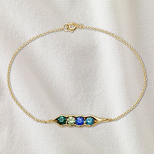 Peas In A Pod Personalized Gold Birthstone Bracelet - 4 Stones - 32896D-4GD