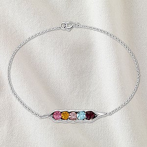 Peas In A Pod Personalized Sterling Silver Birthstone Bracelet - 5 Stones - 32896D-5SS
