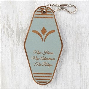 New Home Personalized Wood Motel Keychain - Blue Stain - 32909-B