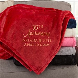 Anniversary Text Personalized 60x80 Red Fleece Throw - 32915-LR