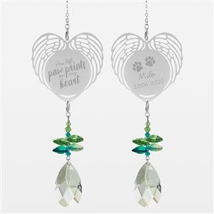 Paw Prints On My Heart Personalized Blue/Green Heart Suncatcher - 32966-BG