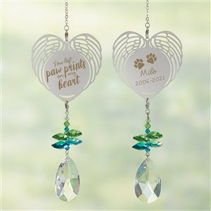 Paw Prints On My Heart Personalized Blue-Green Heart Suncatcher - 32966-BG