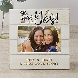 She Asked, She Said Yes Personalized Engagement Shiplap Frame 4x6 Horizontal - 32970-4x6H