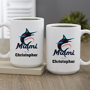 MLB Miami Marlins Personalized Coffee Mug 15 oz. - White - 32988-L
